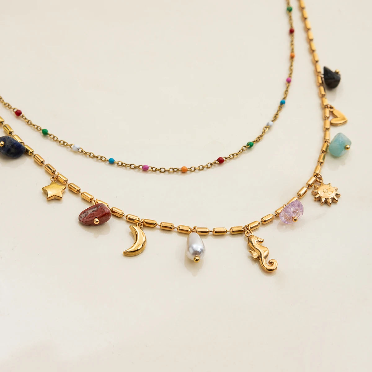 Soleil | Layered Natural Stone Necklace