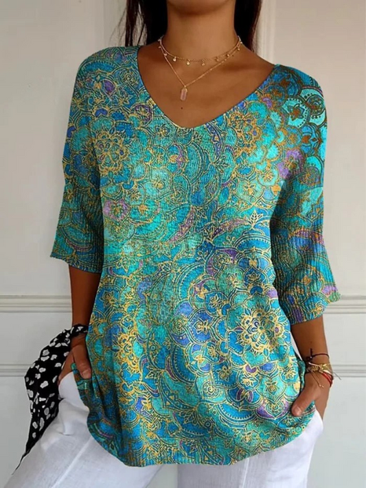 Jolie | Women's Retro Art Print Casual Pullover Knit