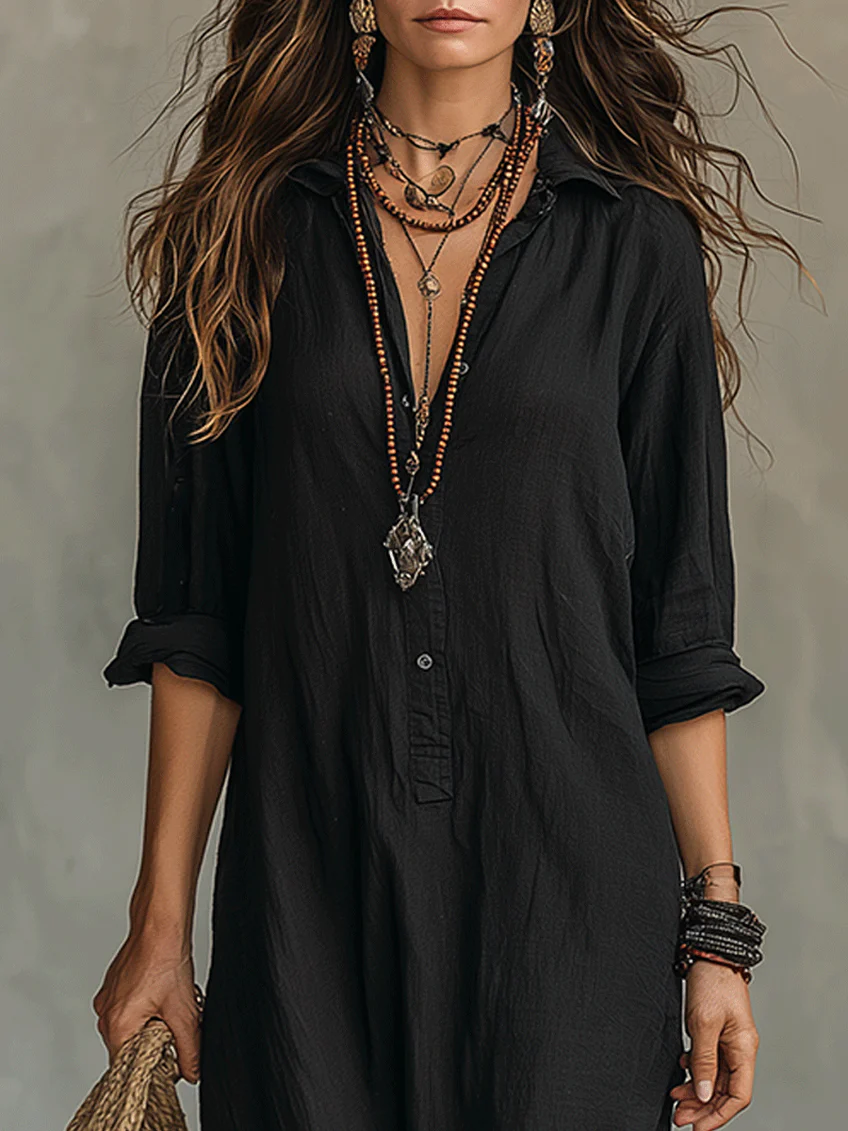 Soline | Robe Maxi Fluide avec Boutons Frontaux