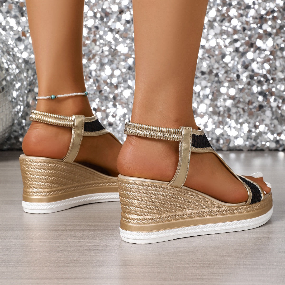 Hailey – Mesh Wedge Sandals