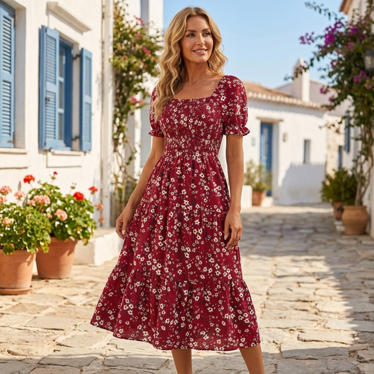Scarlett | Smocked Floral Midi Dress