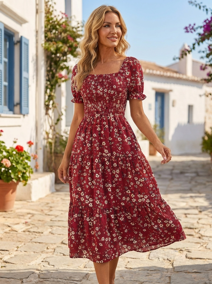 Scarlett | Smocked Floral Midi Dress