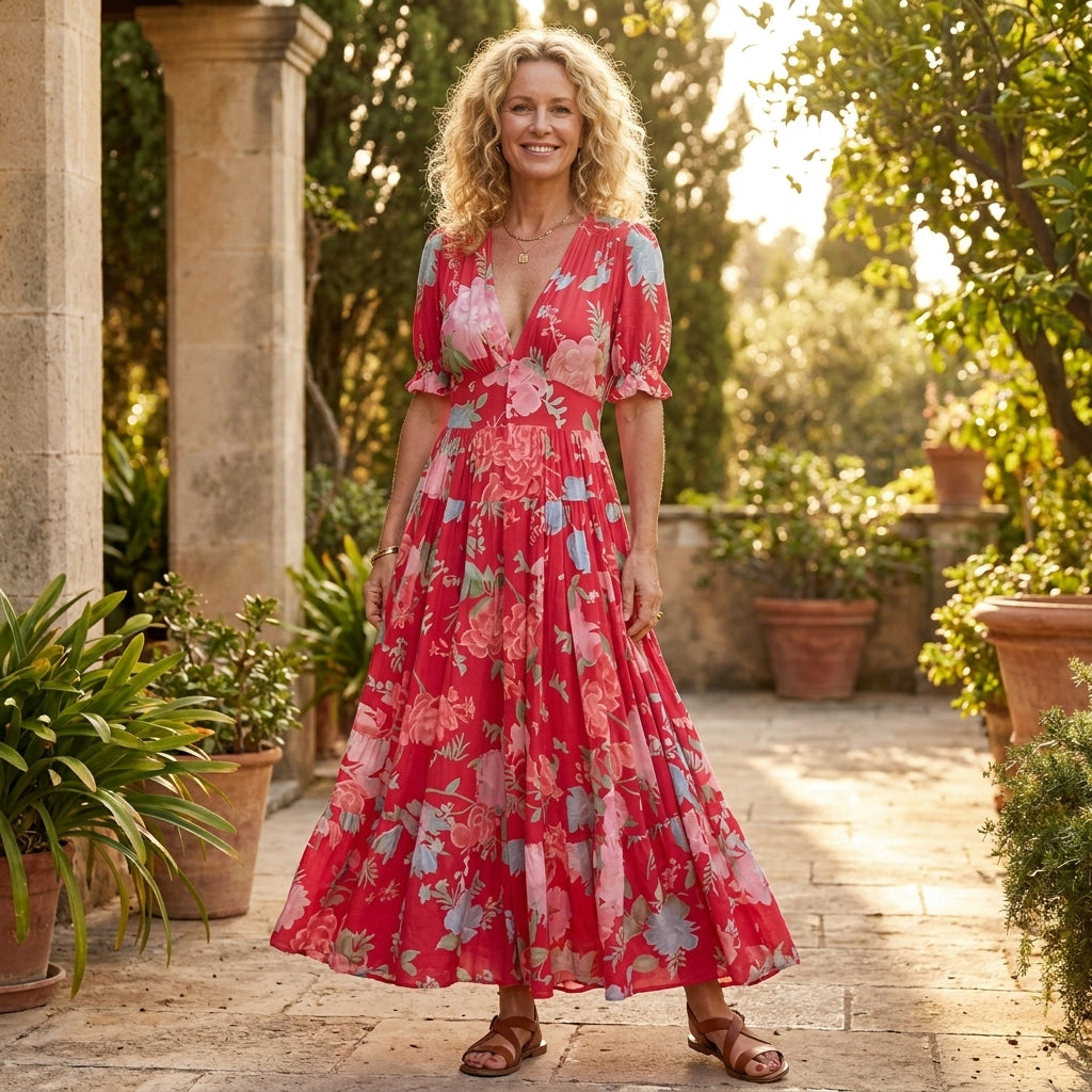 Minelda | Floral V-Neck Dress