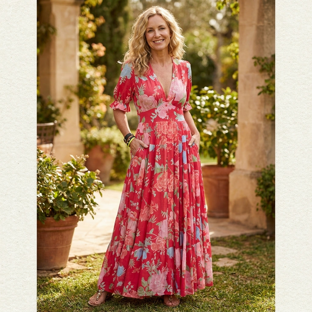Minelda | Floral V-Neck Dress