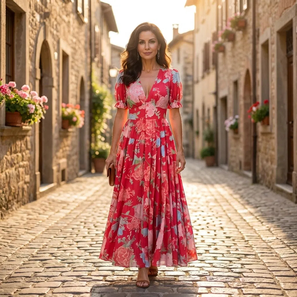 Minelda | Floral V-Neck Dress