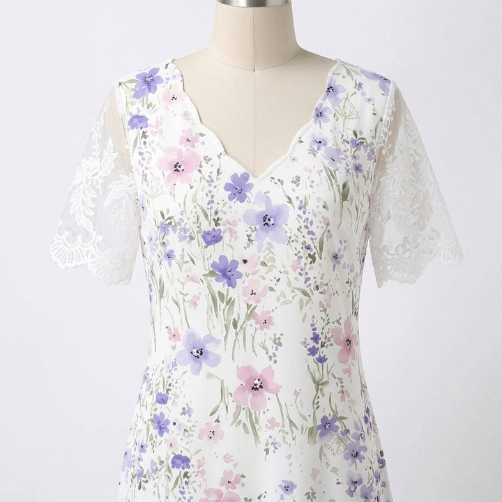 Eloise | Lace Sleeve Floral Midi Dress